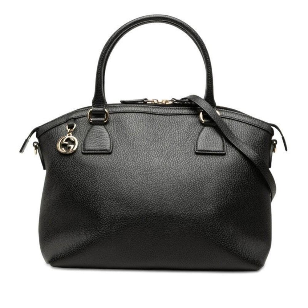 Gucci Leather Interlocking G Handbag Black